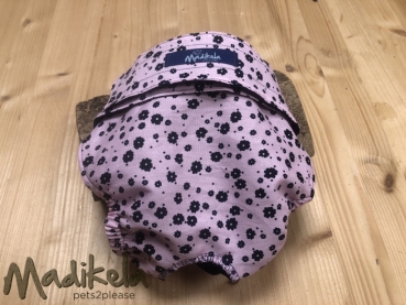 Preview: Läufigkeitshose, Schutzhose - Blümchen rosa-navyblau Preview: Läufigkeitshose, Schutzhose - Blümchen rosa-navyblau