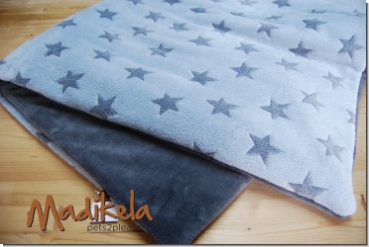 Preview: Kuschelfleecedecke Sterne grau